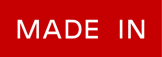 MADE IN logo on red background